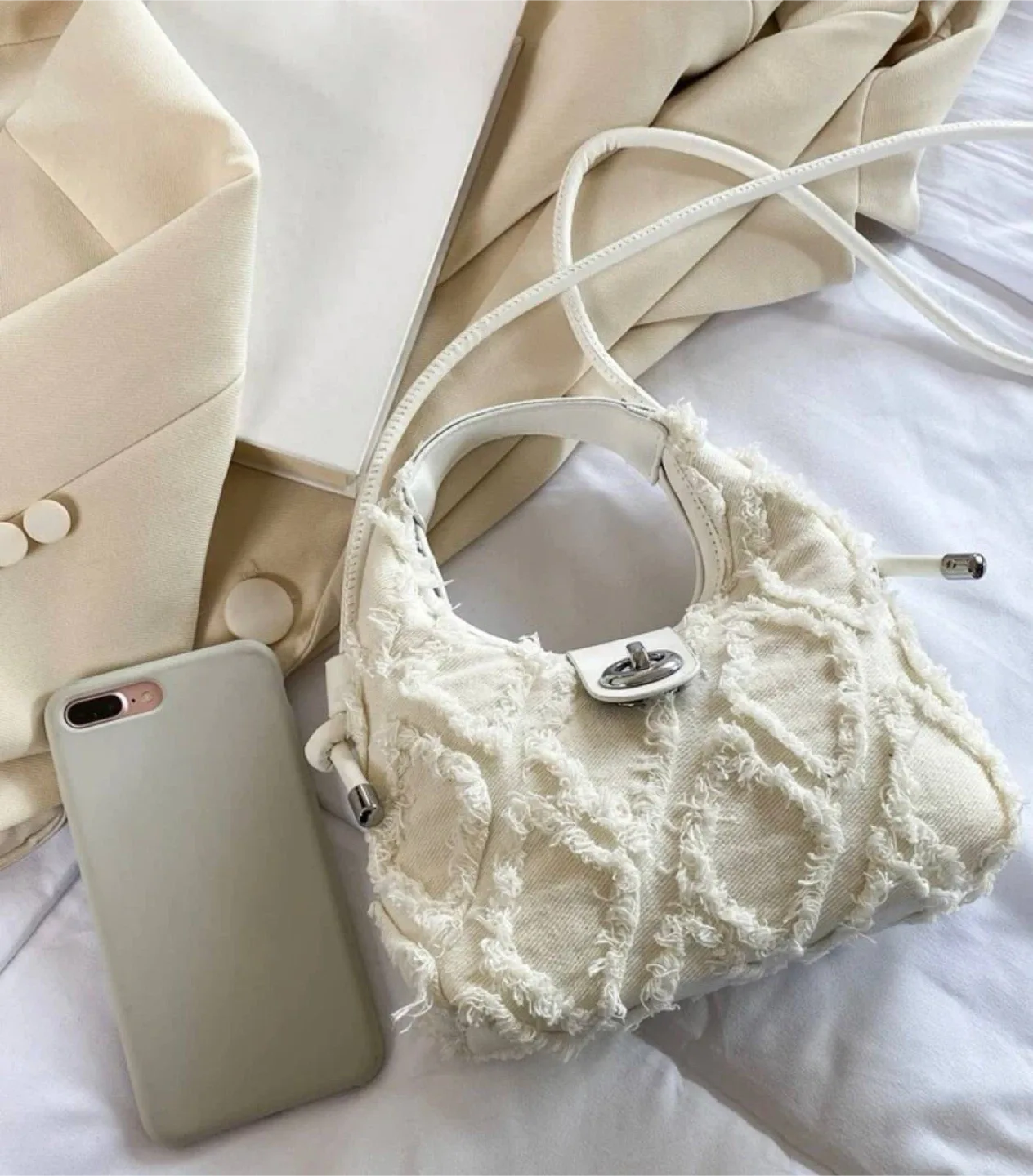 White Denim Handbag image indicator(9)
