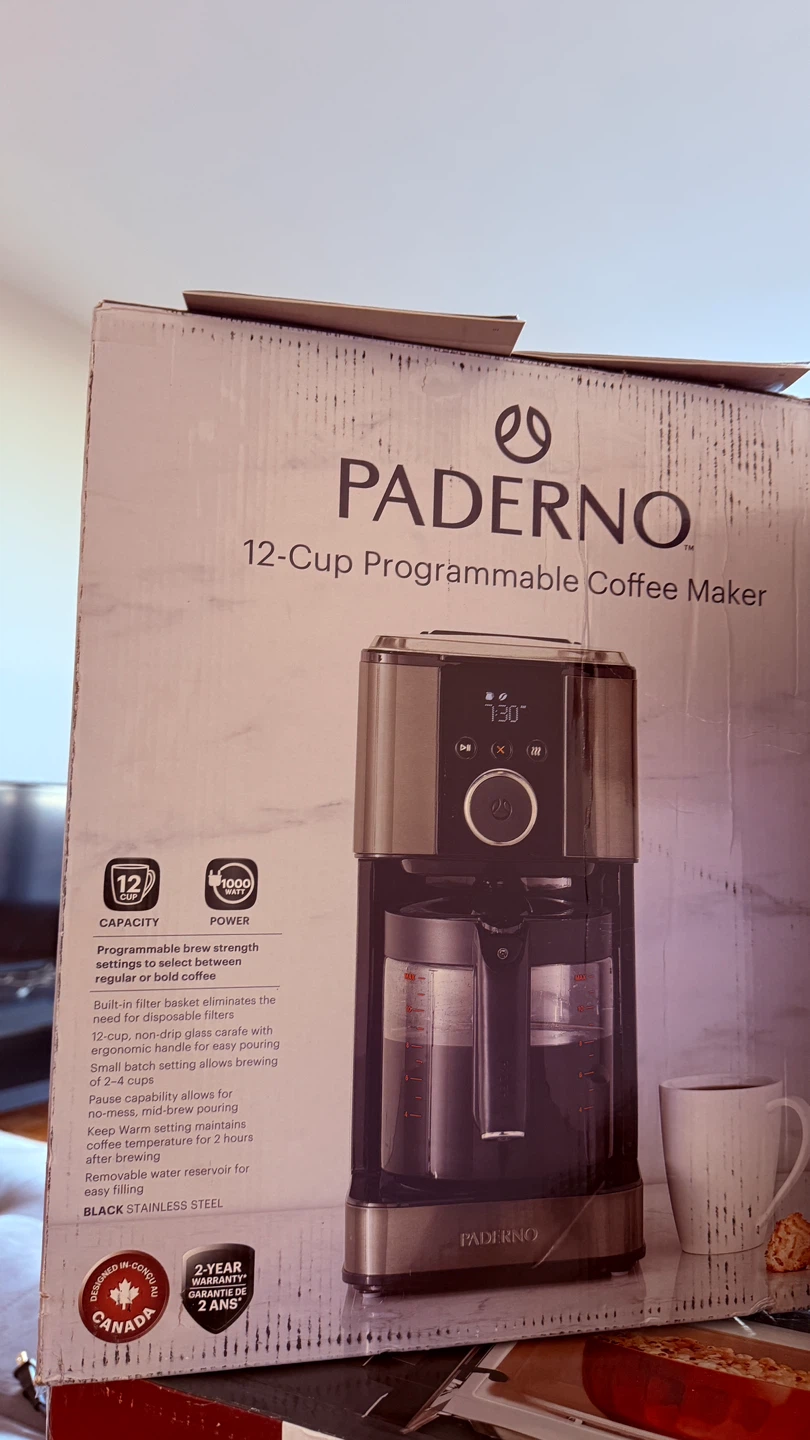 Paderno 12-Cup Programmable Coffee Maker - New in Box! - photo 3