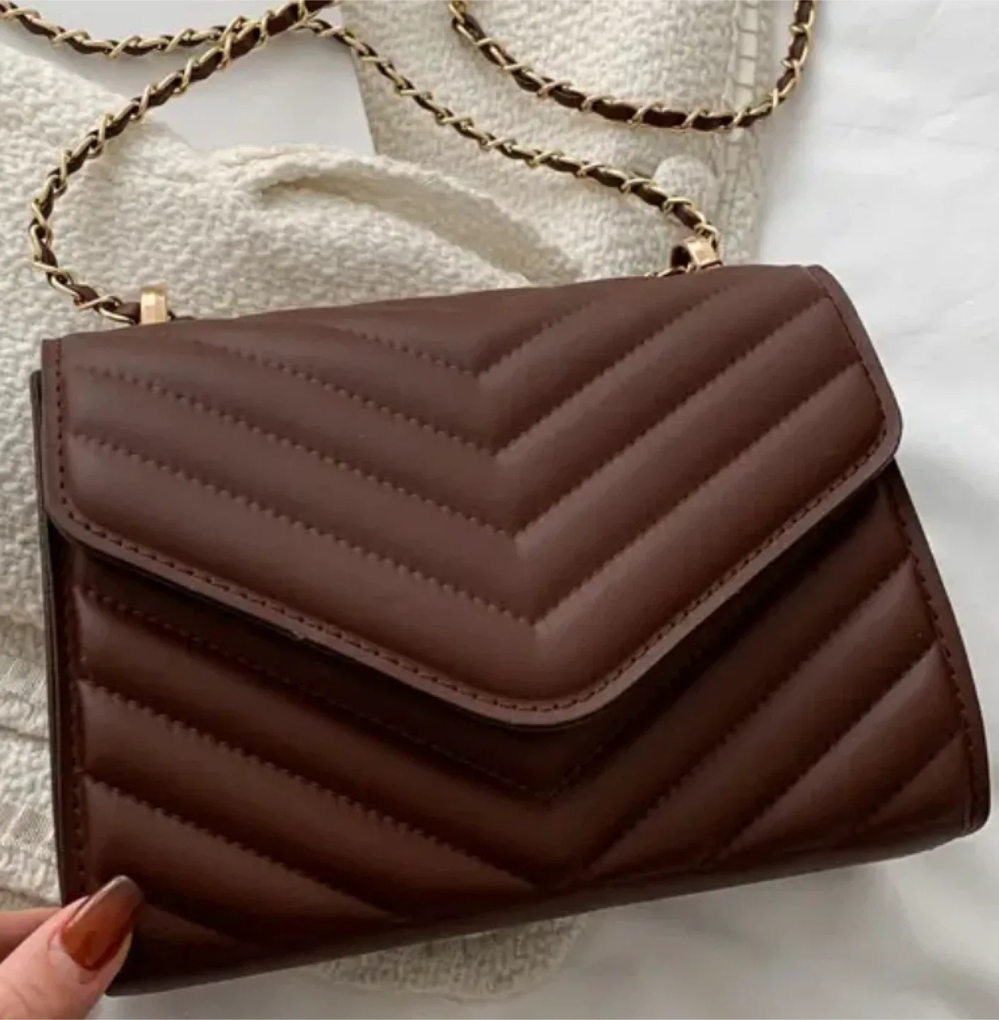 Coffee Brown Quilted Purse