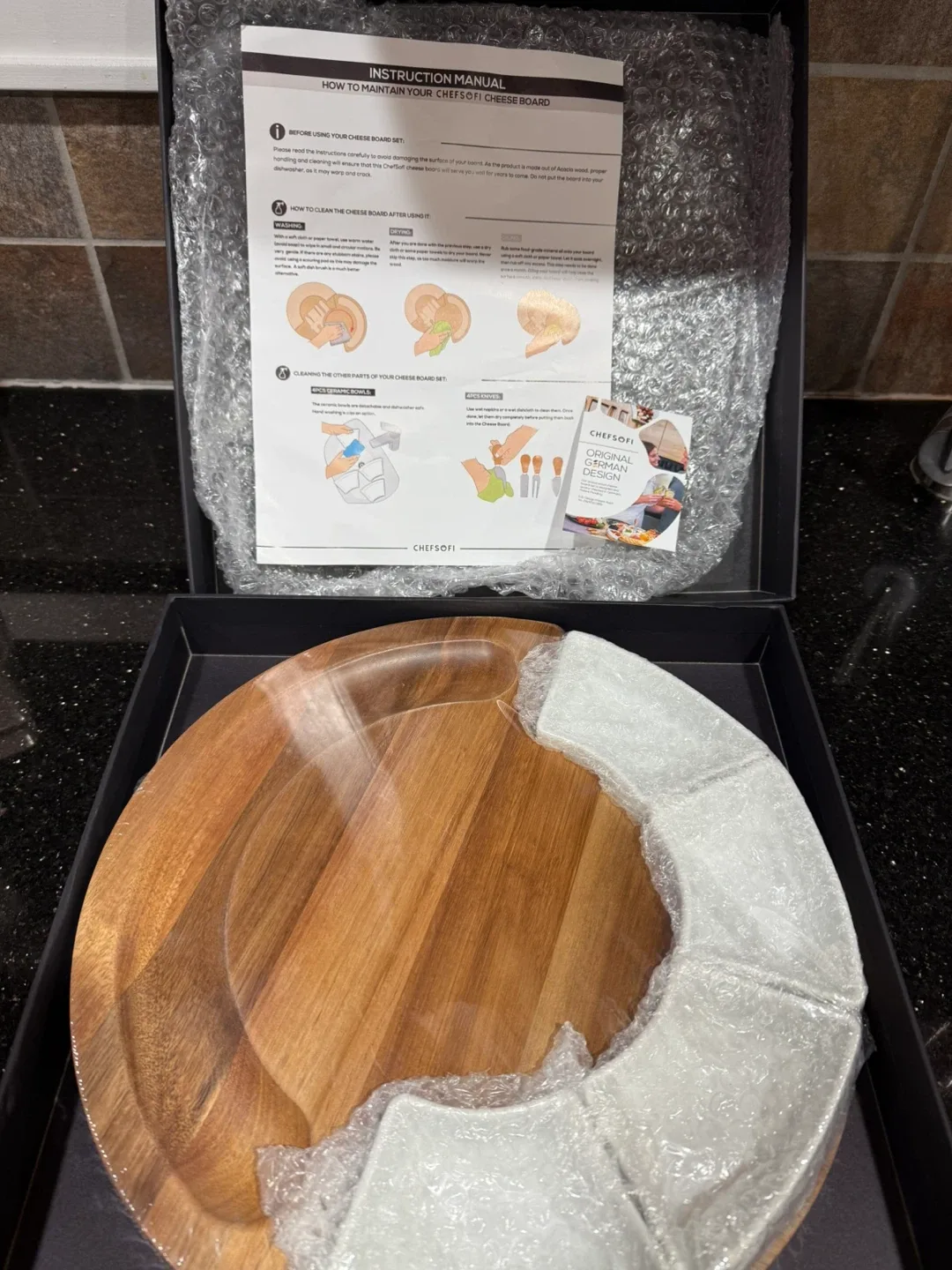 ChefSofi Cheese Board Set with Bowls & Knives