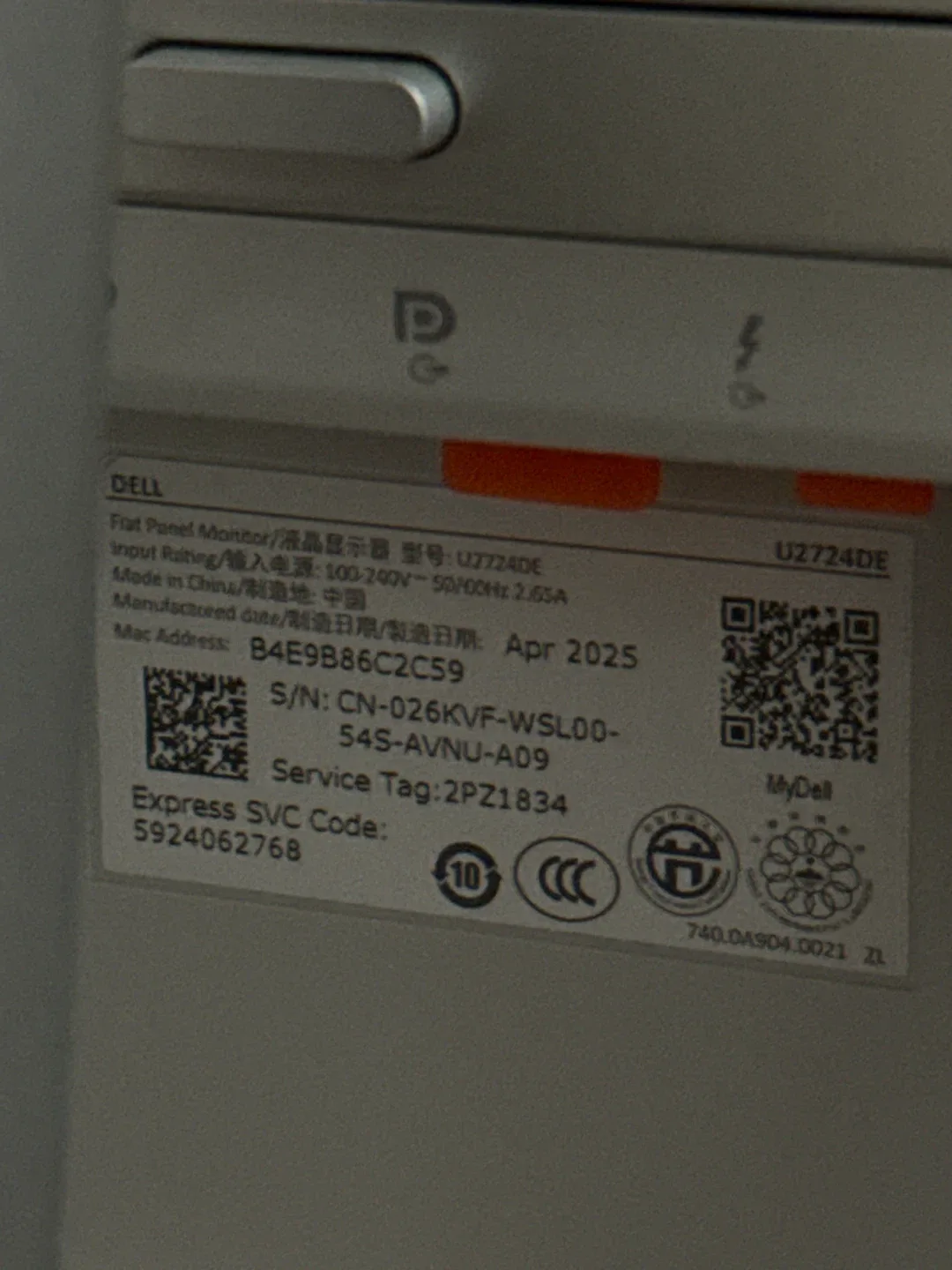 Dell UltraSharp U2724DE 27" Thunderbolt Hub Monitor image indicator(4)