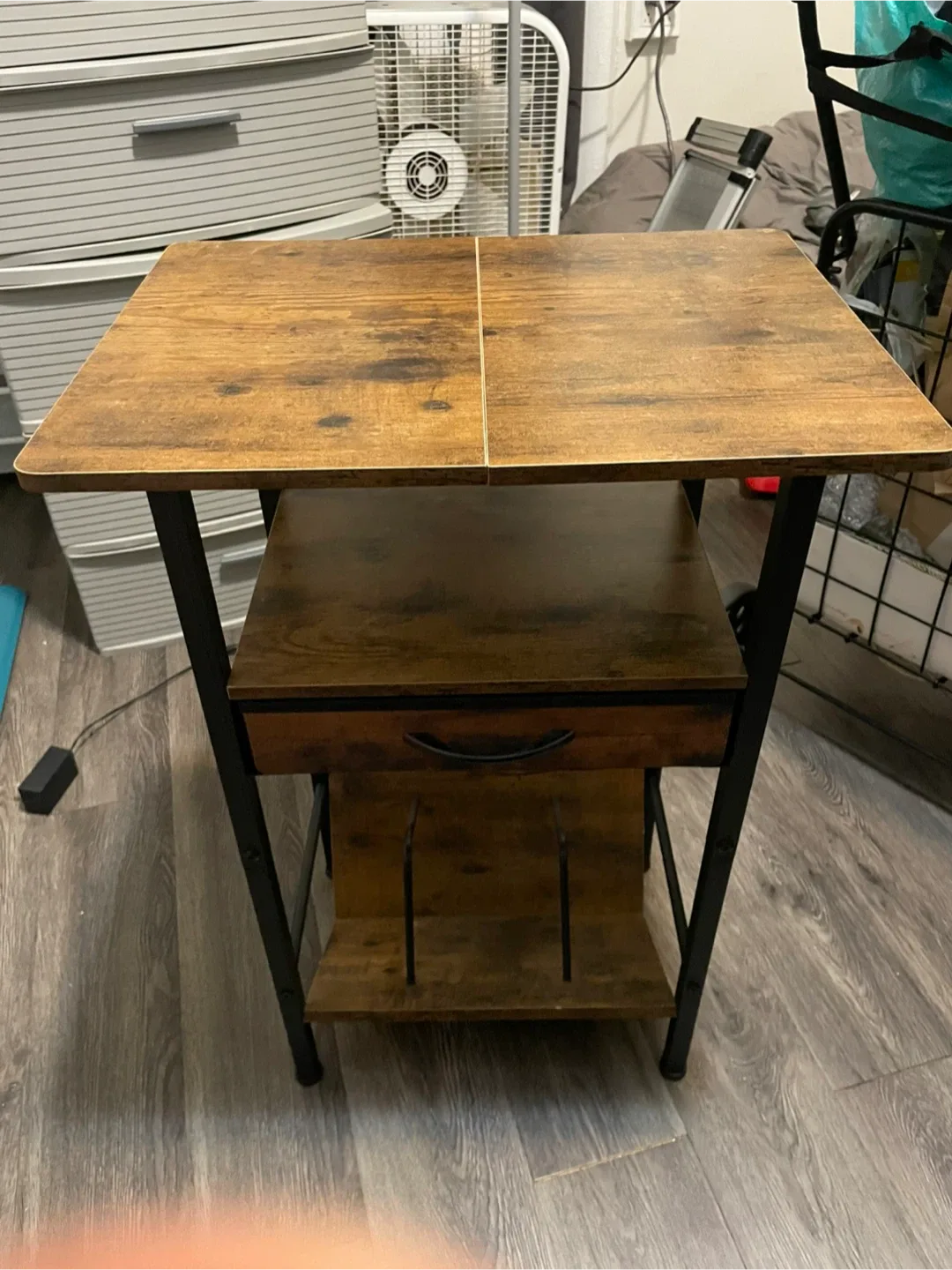 Brown Wooden Side Table with Drawer #Cleanout