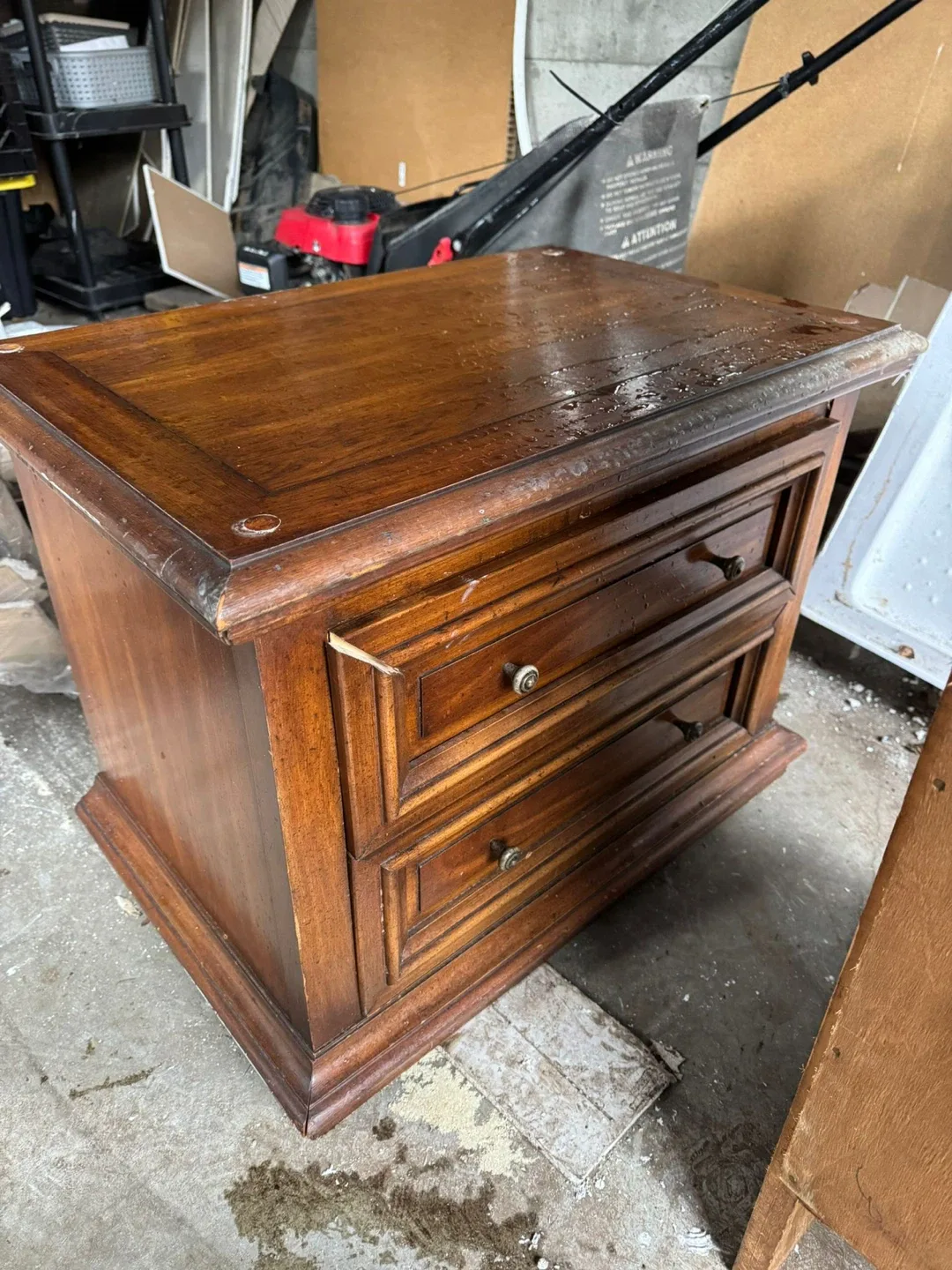 Wooden 2-Drawer Bedside Table - Brown