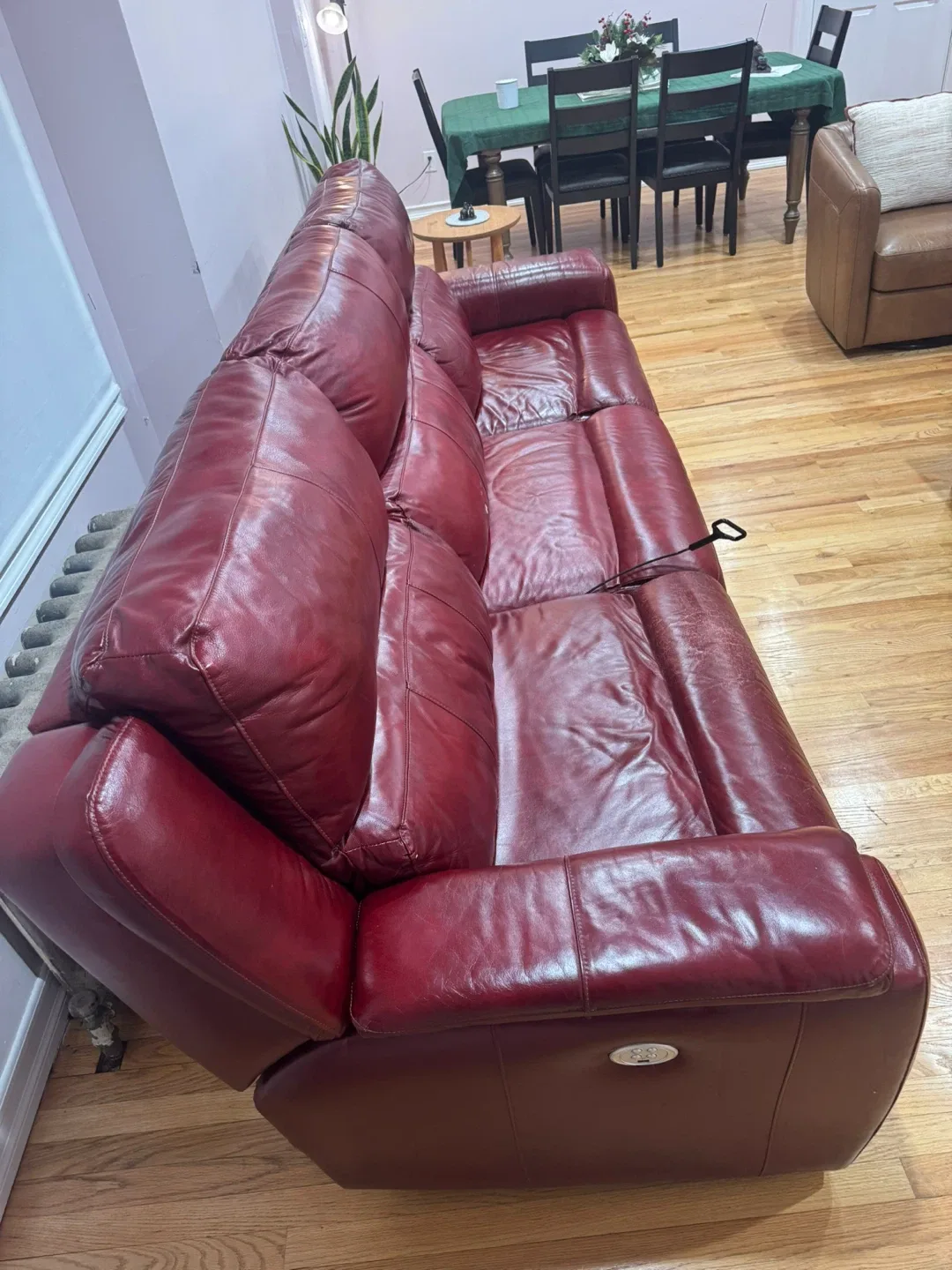 Red Leather Reclining Sofa image indicator(2)