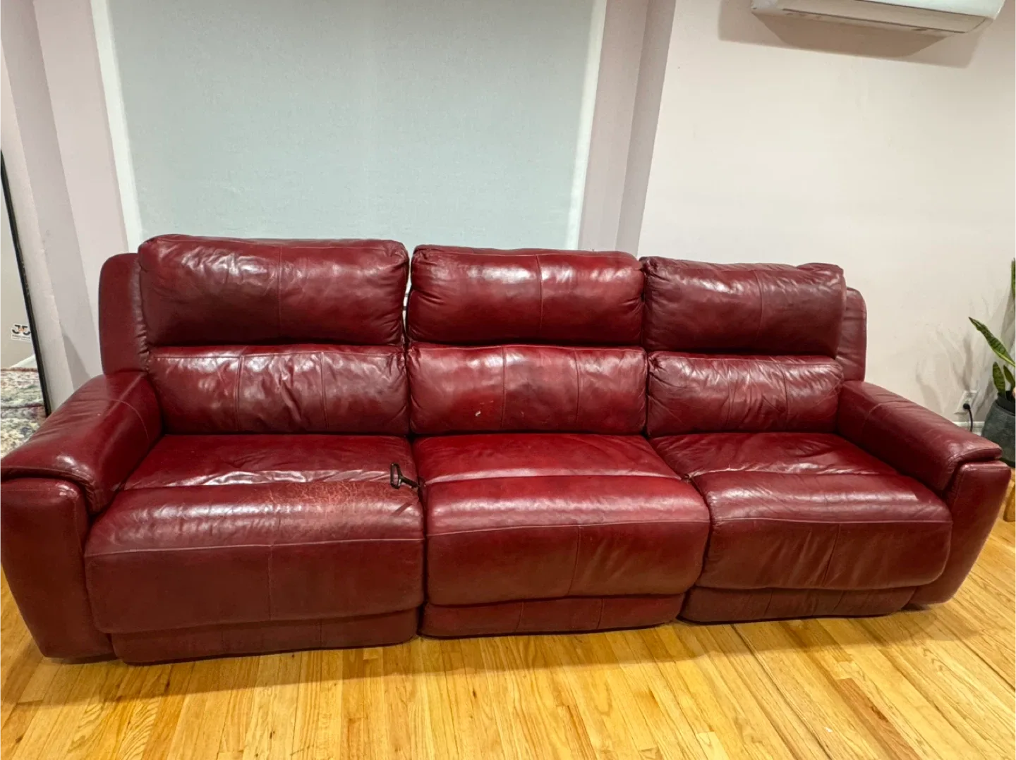 Red Leather Reclining Sofa