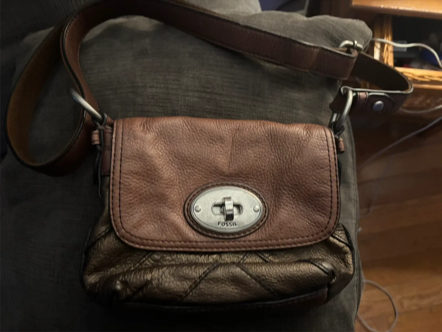 Fossil Brown Leather Crossbody Bag