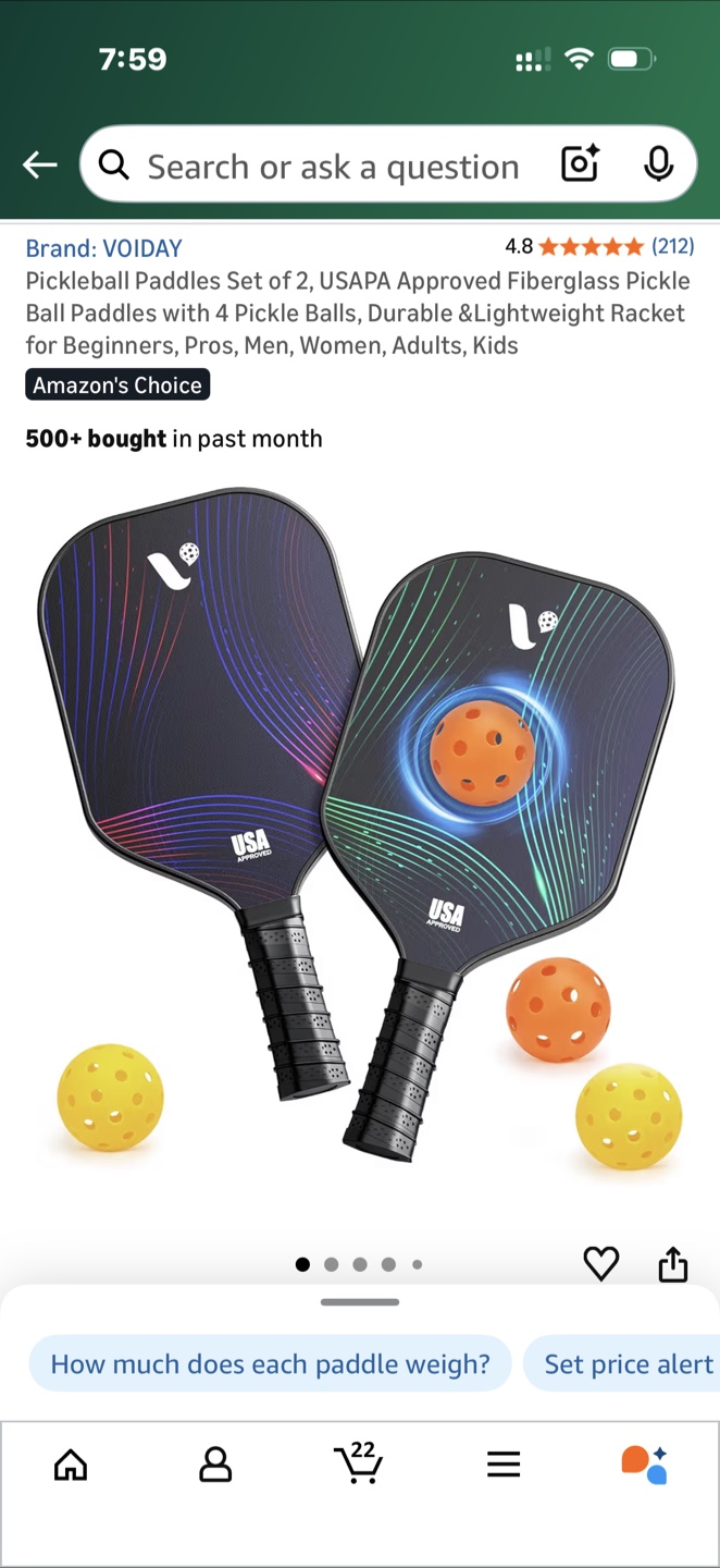 VOIDAY Pickleball Paddles Set of 2