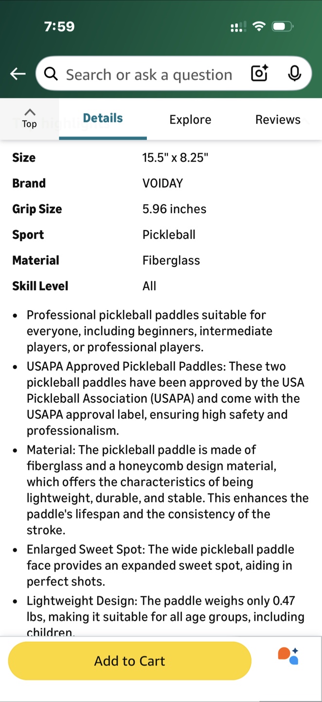 VOIDAY Pickleball Paddles Set of 2 - photo 2