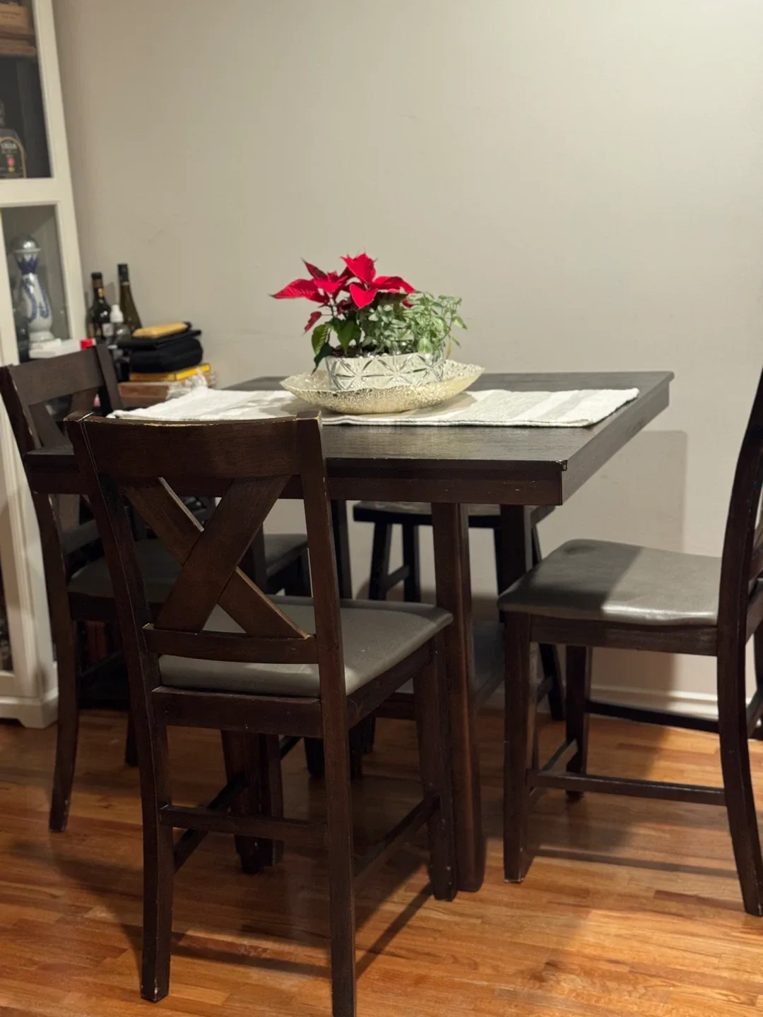Dark Brown Dining Table with 3 Chairs