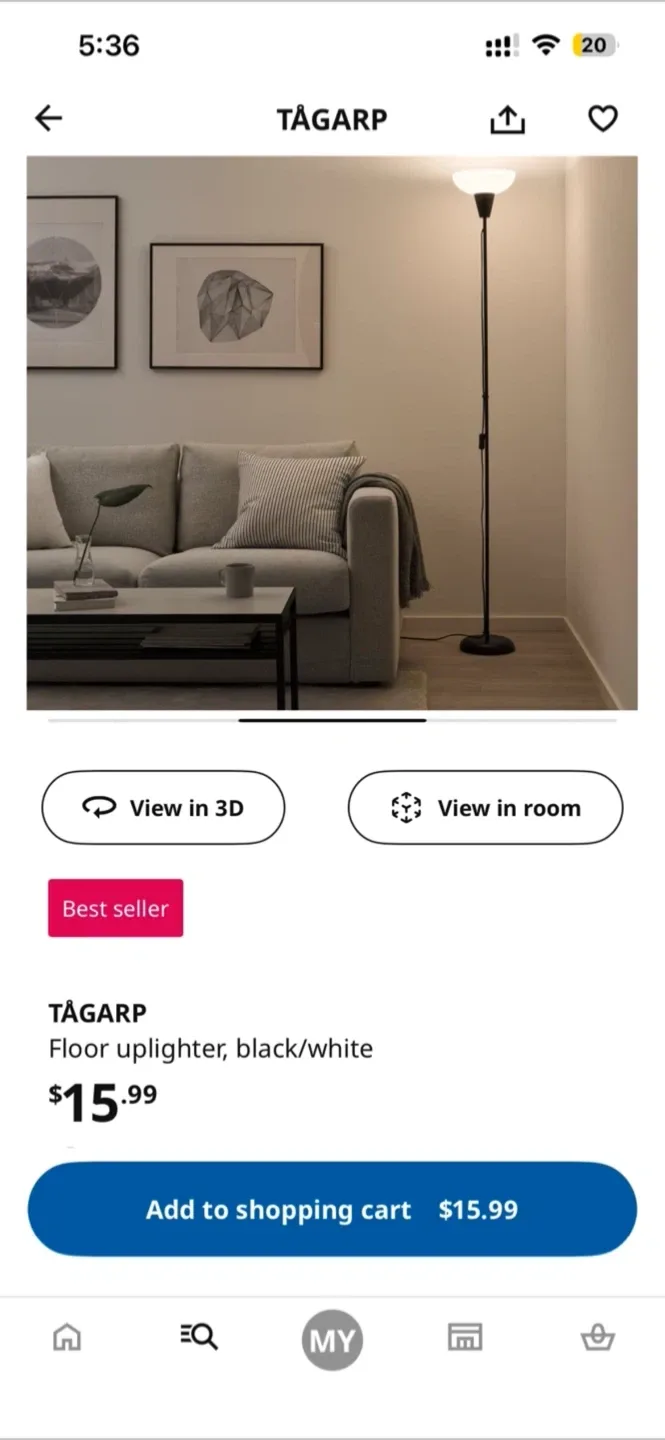 IKEA TÅGARP Floor Uplighter - Black/White image indicator(4)
