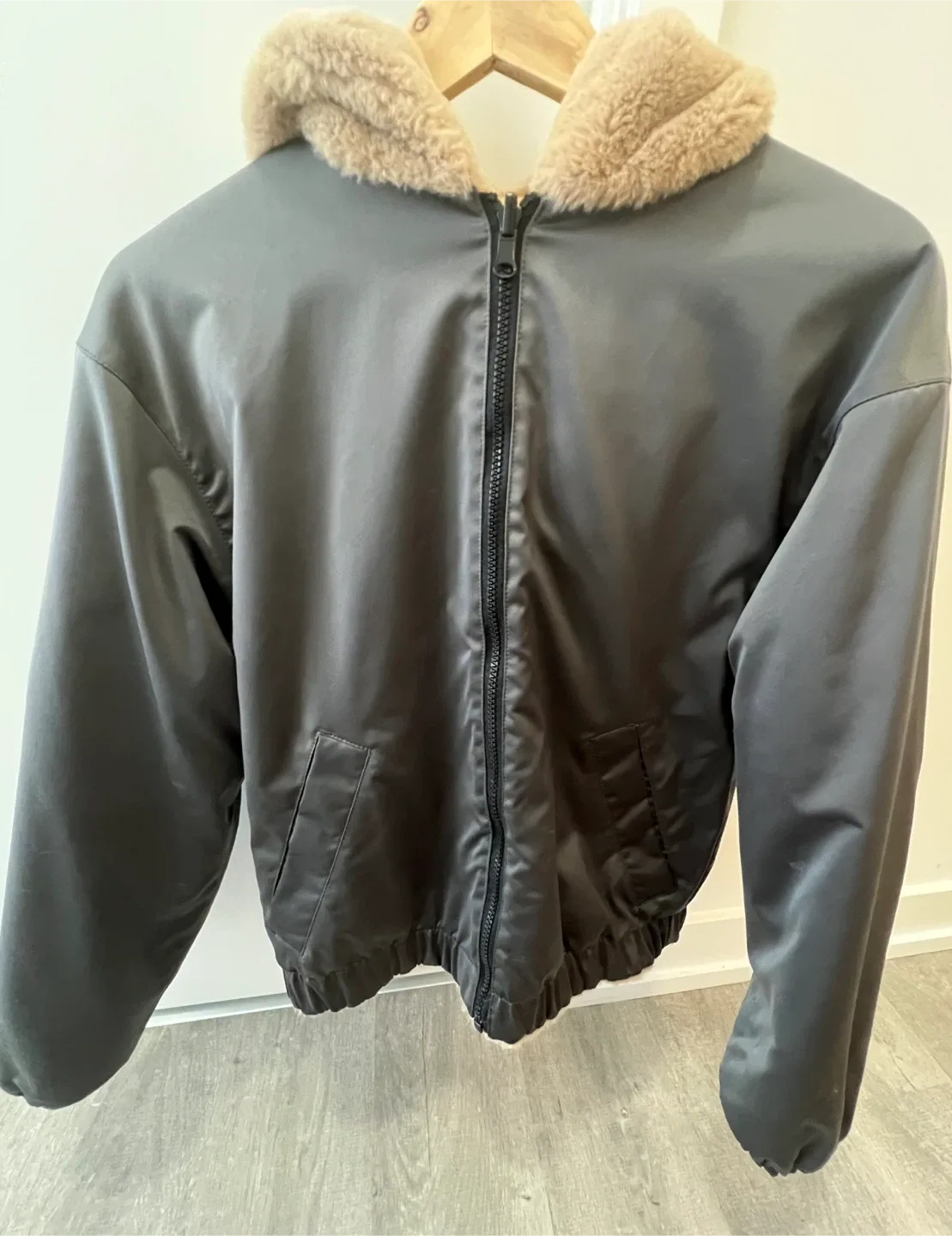 Fuzzy Beige Hooded Women’s Jacket image indicator(10)