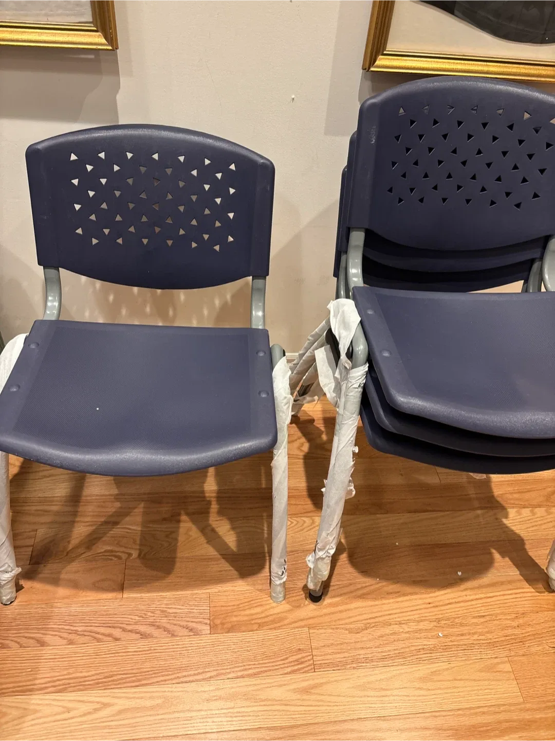 Stackable Navy Blue Chairs - Set of 4