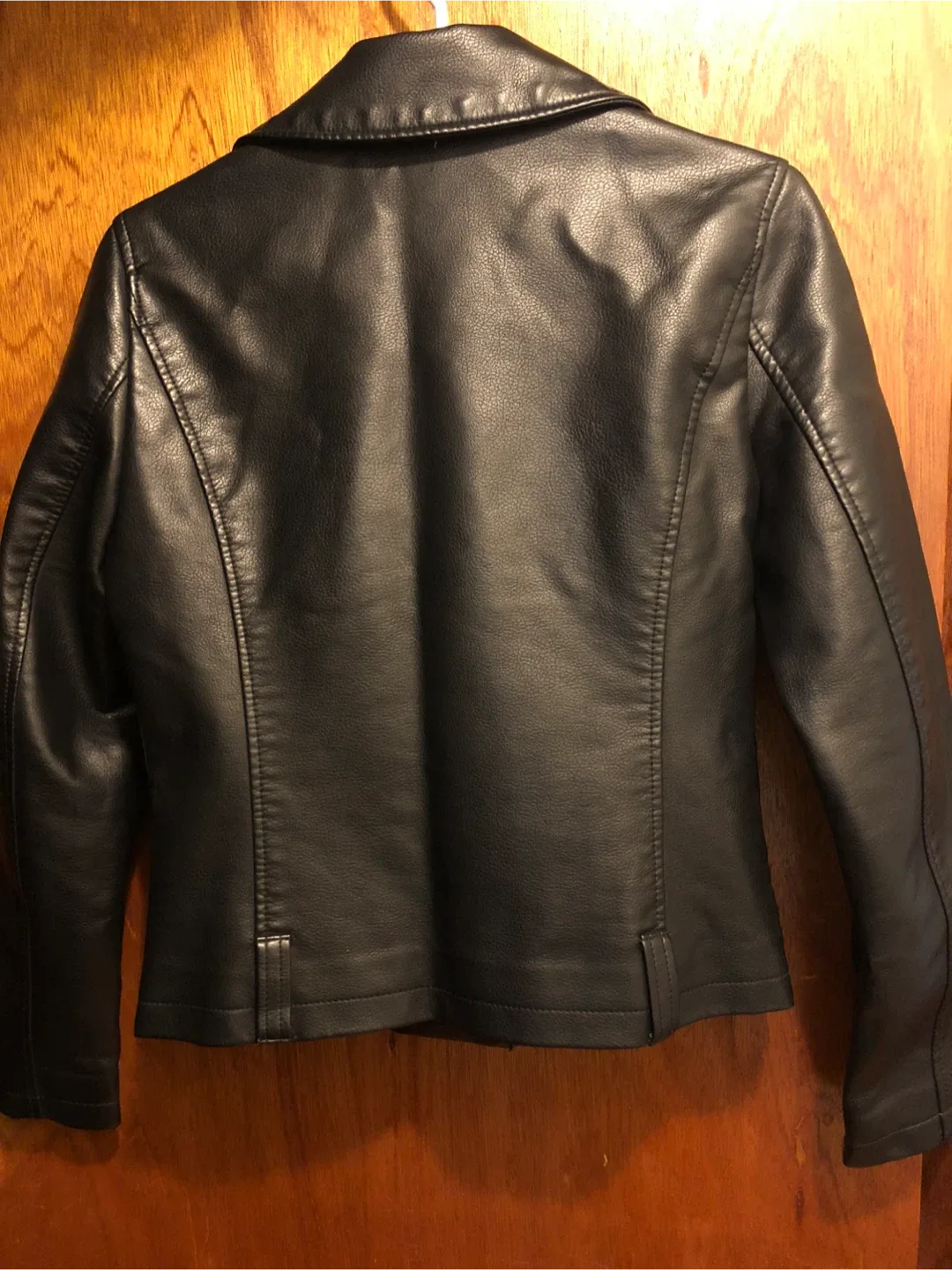 #Cleanout Topshop Black Faux Leather Biker Jacket - Size US 4 image indicator(4)