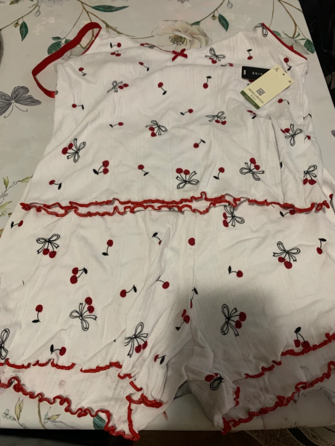 Vine Collective White Cherry Pajama Set