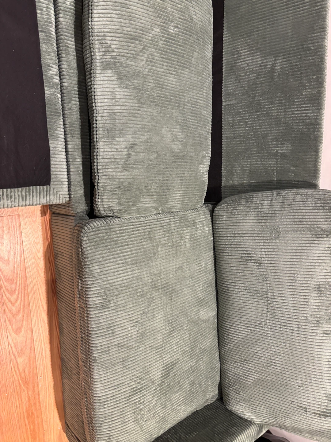 Green Corduroy Sofa with Ottoman- AS IS - photo 3