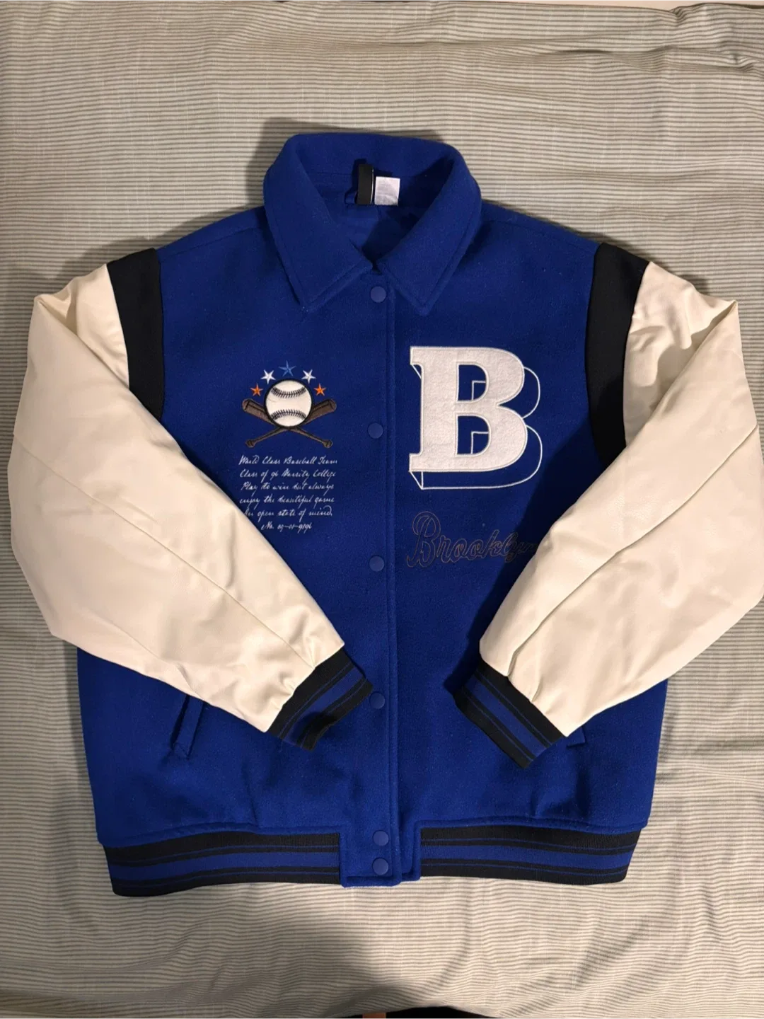H&M Blue Baseball Varsity Jacket