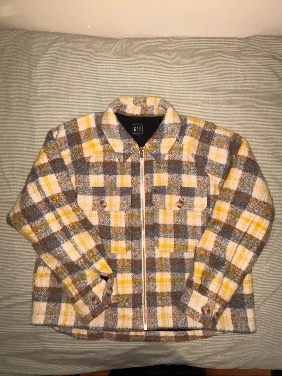 GAP Plaid Wool Blend Zip-Up Jacket