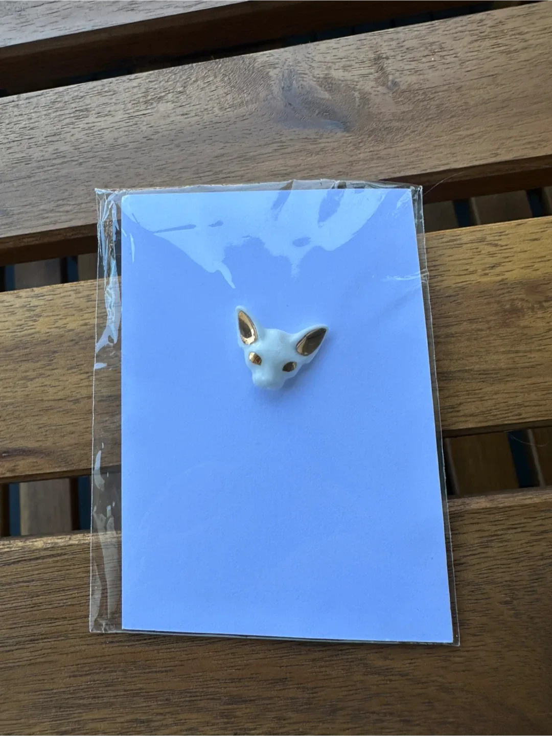 Brooch "Cat" by Bulygin, porcelain, white and gold