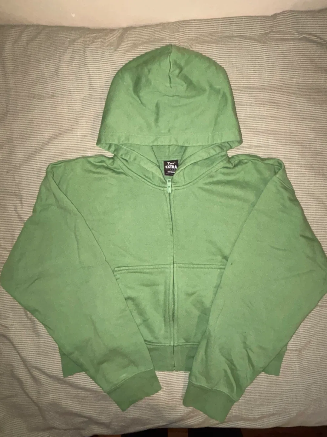 Aritzia/TNA  Green Cropped Zip-Up Hoodie