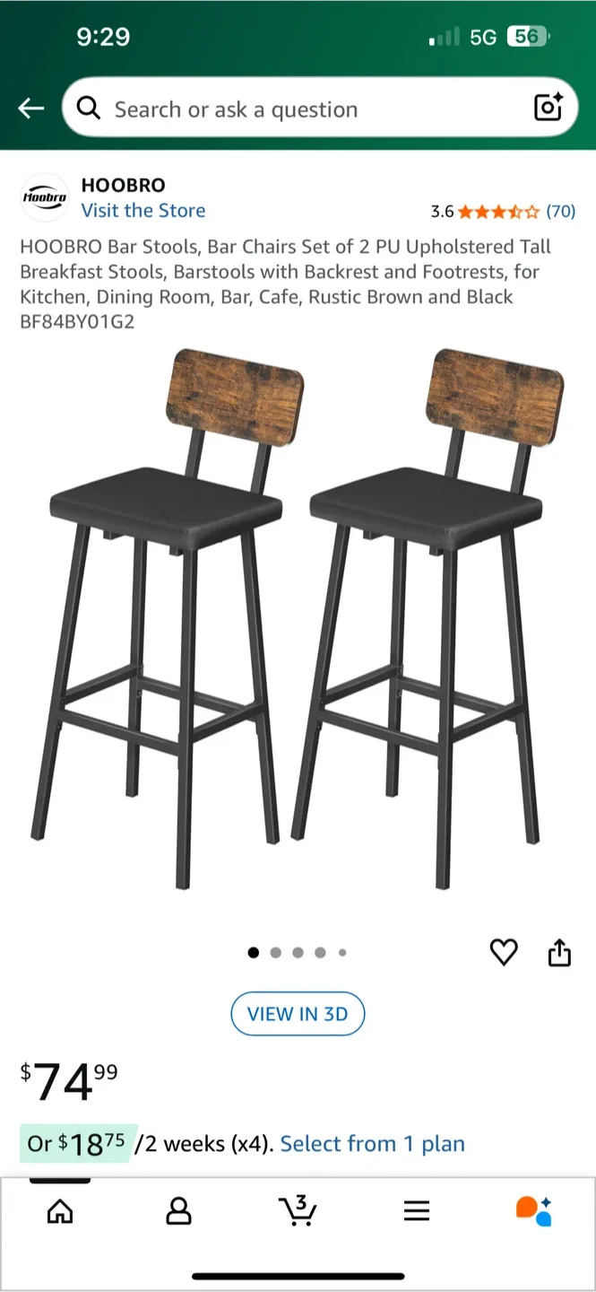 HOOBRO Bar Stools - Set of 2 - New in Box!