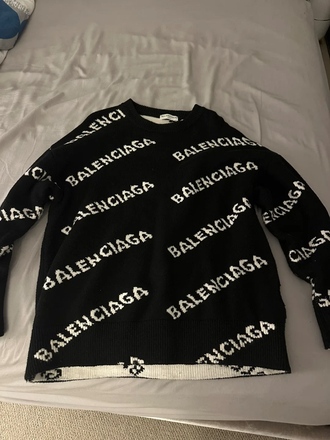 Balenciaga Allover Logo Sweater, Black