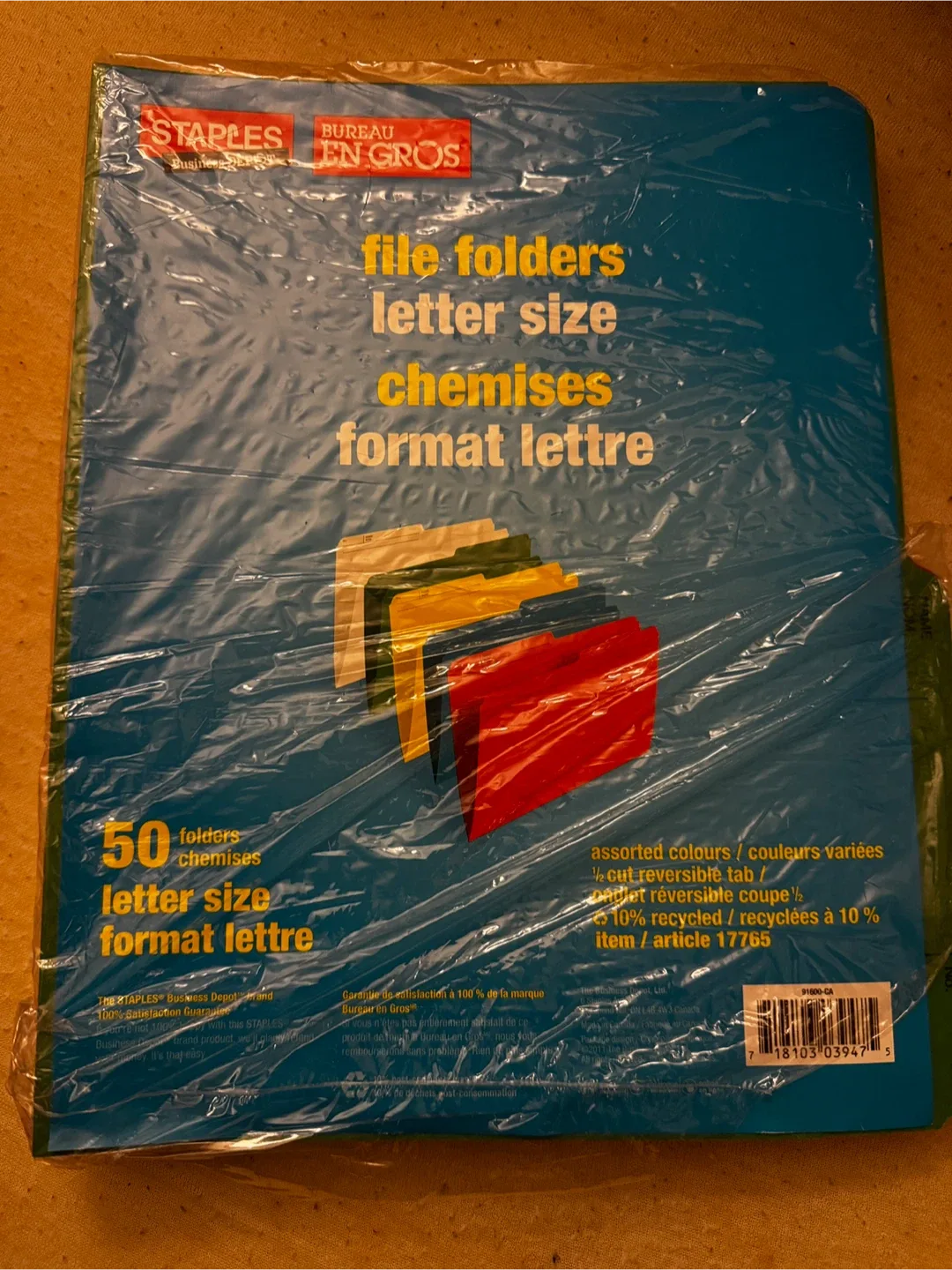 New Staples File Folders - Letter Size, 50 Pack