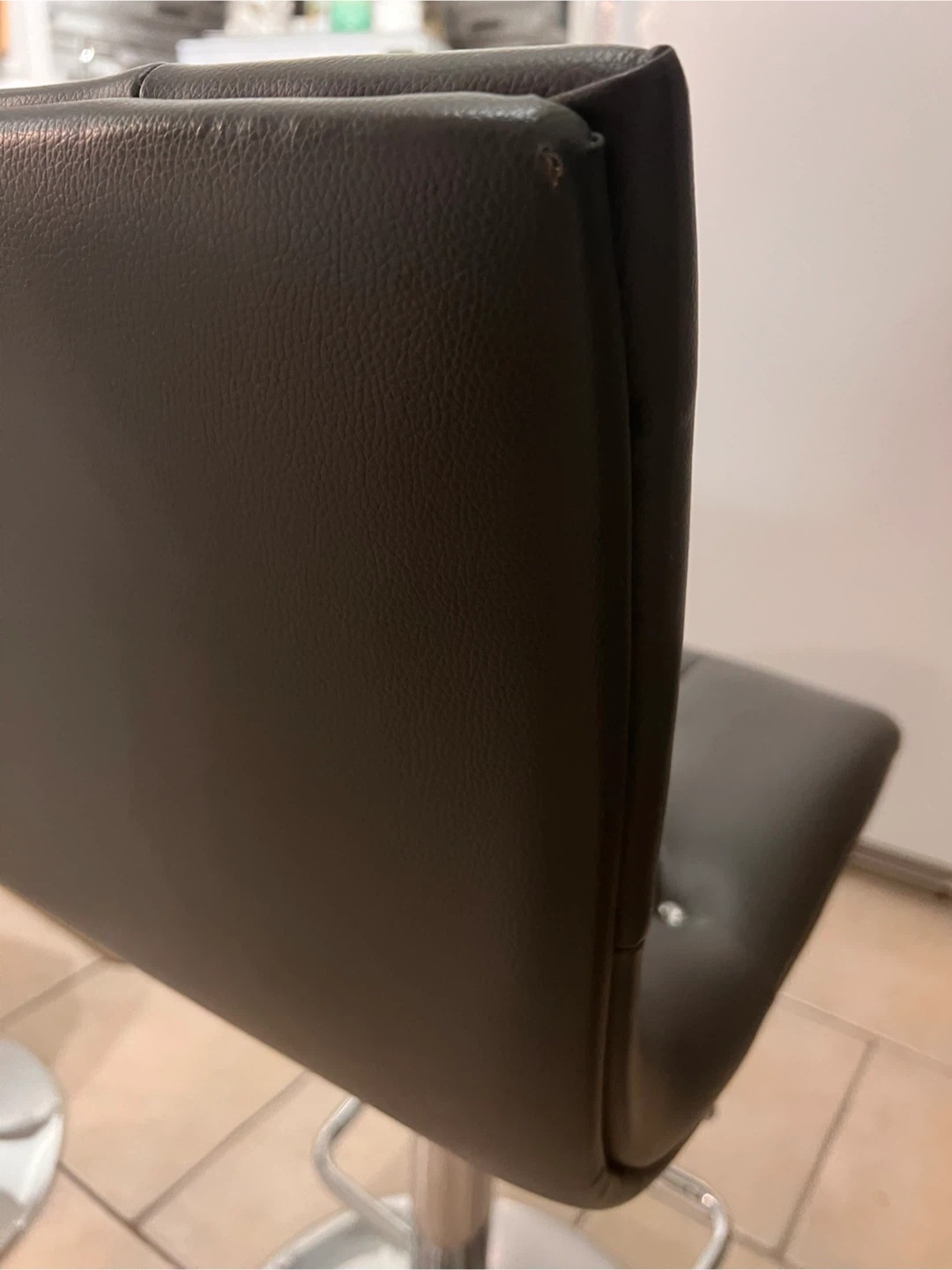 Grey Bar Stool with Chrome Base - photo 3