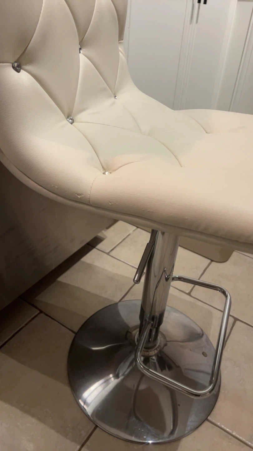 White Faux Leather Bar Stool - photo 4