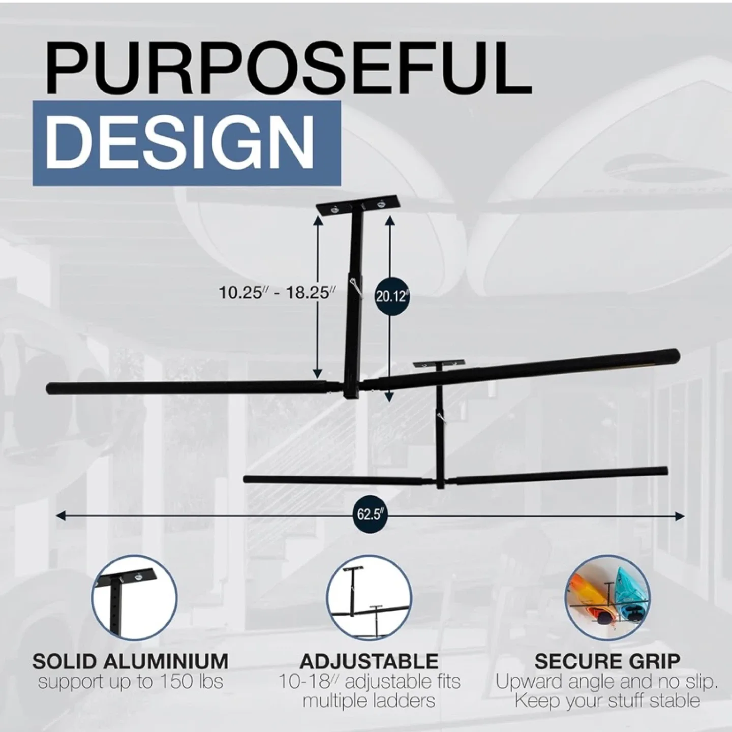 New 2 Kayak Ceiling Rack Store Your Board image indicator(3)