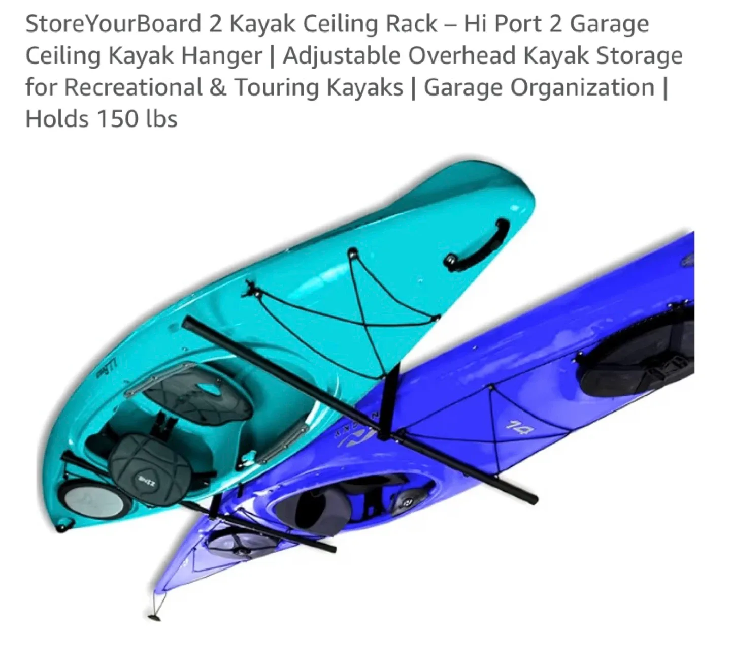 New 2 Kayak Ceiling Rack Store Your Board