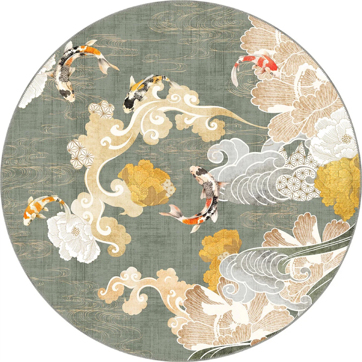 Suki Sage Green Koi Round Rug - 8’6” (Brand New) - photo 3