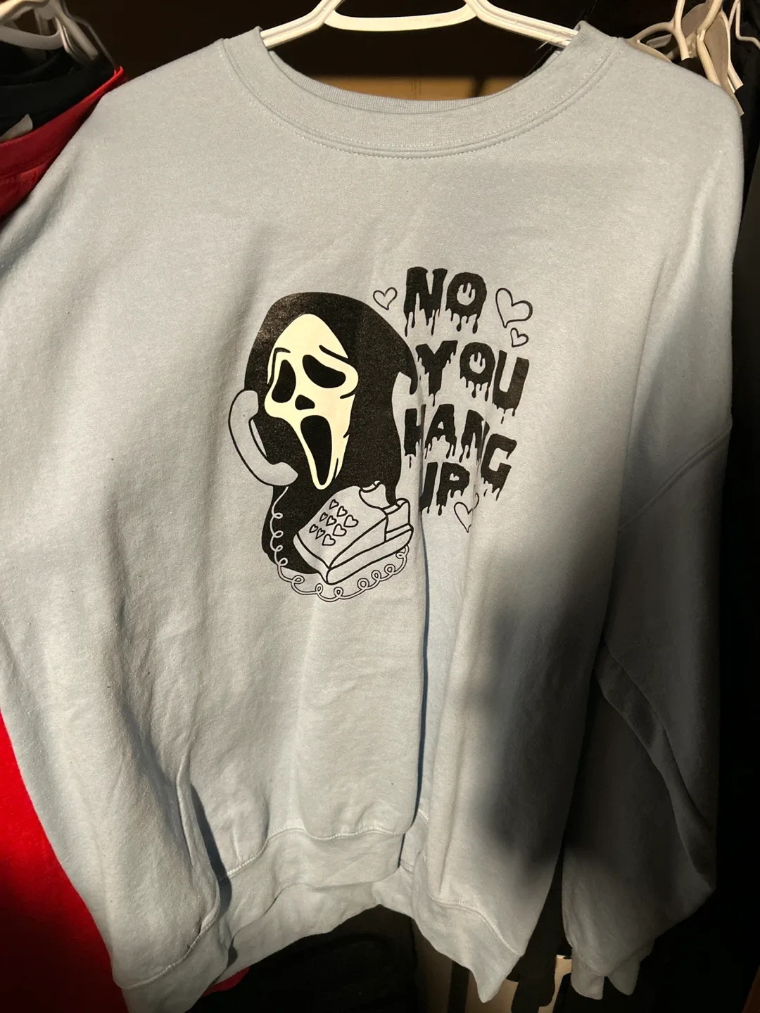 Scream 'No You Hang Up' Light Blue Sweatshirt