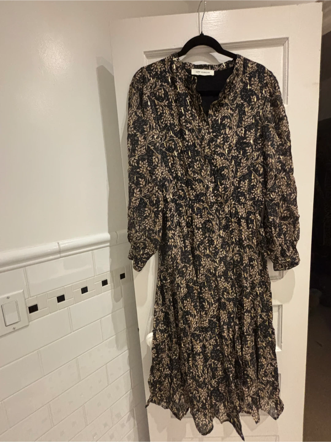 Sofie Schnoor Black & Gold Floral Dress, size M - photo 2