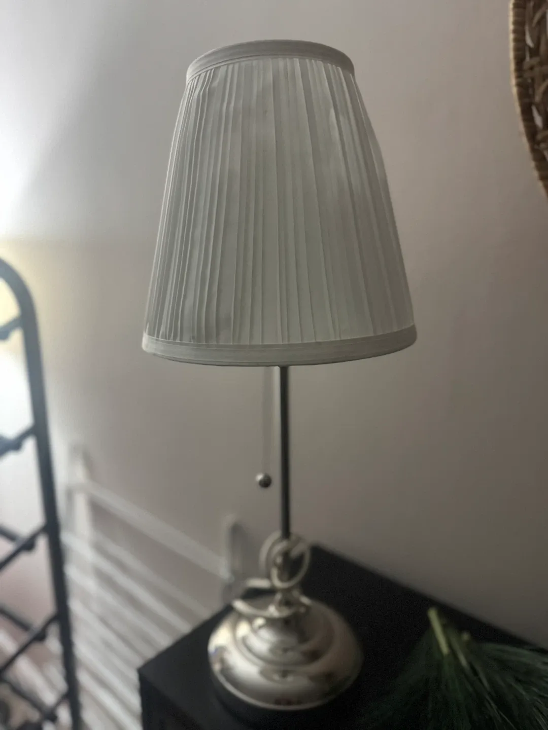 Silver Table Lamp with White Shade #cleanout image indicator(2)