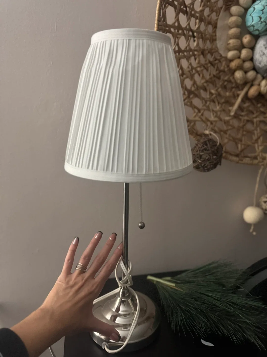 Silver Table Lamp with White Shade #cleanout