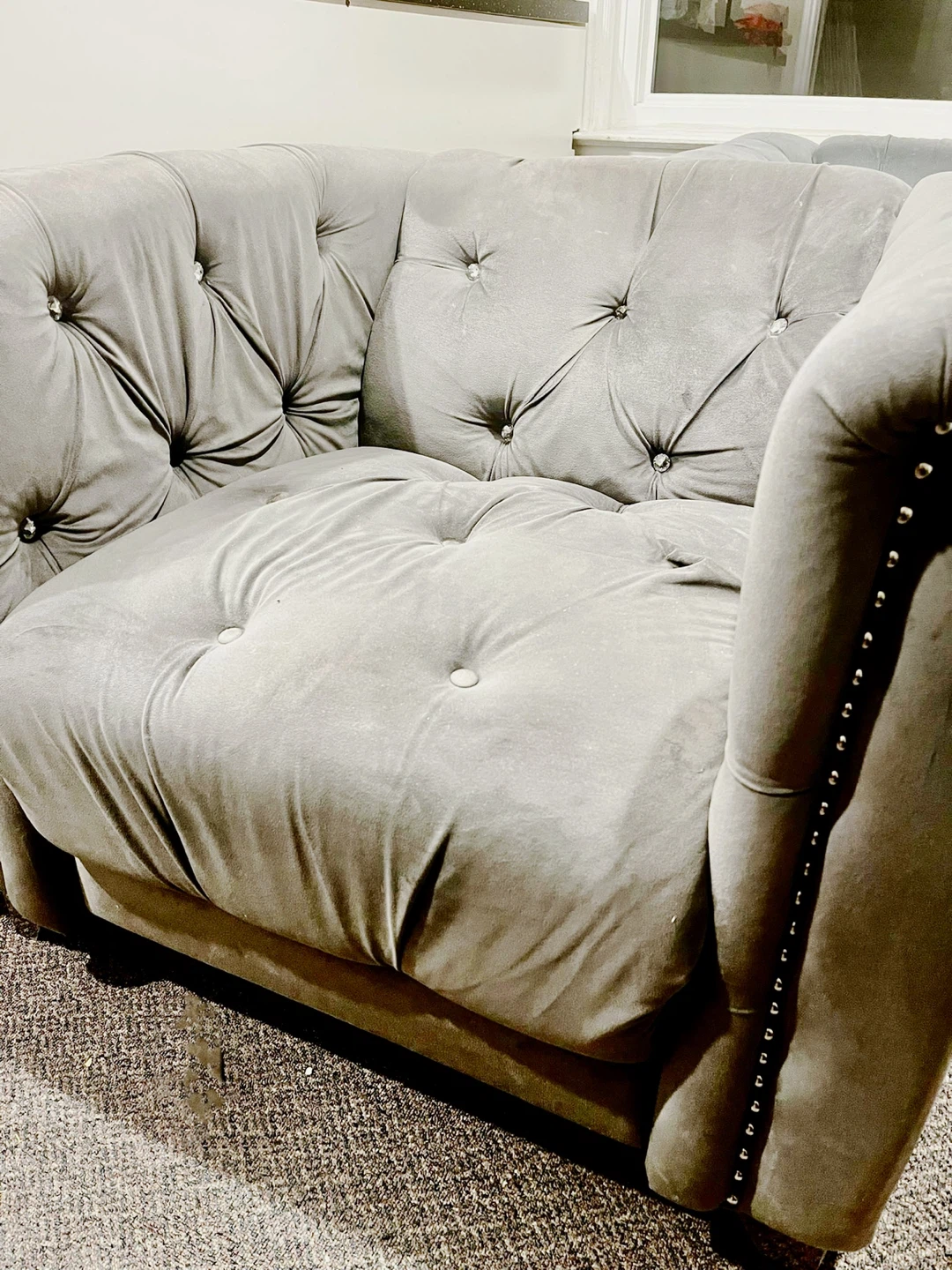 Grey Tufted Sofa - photo 3