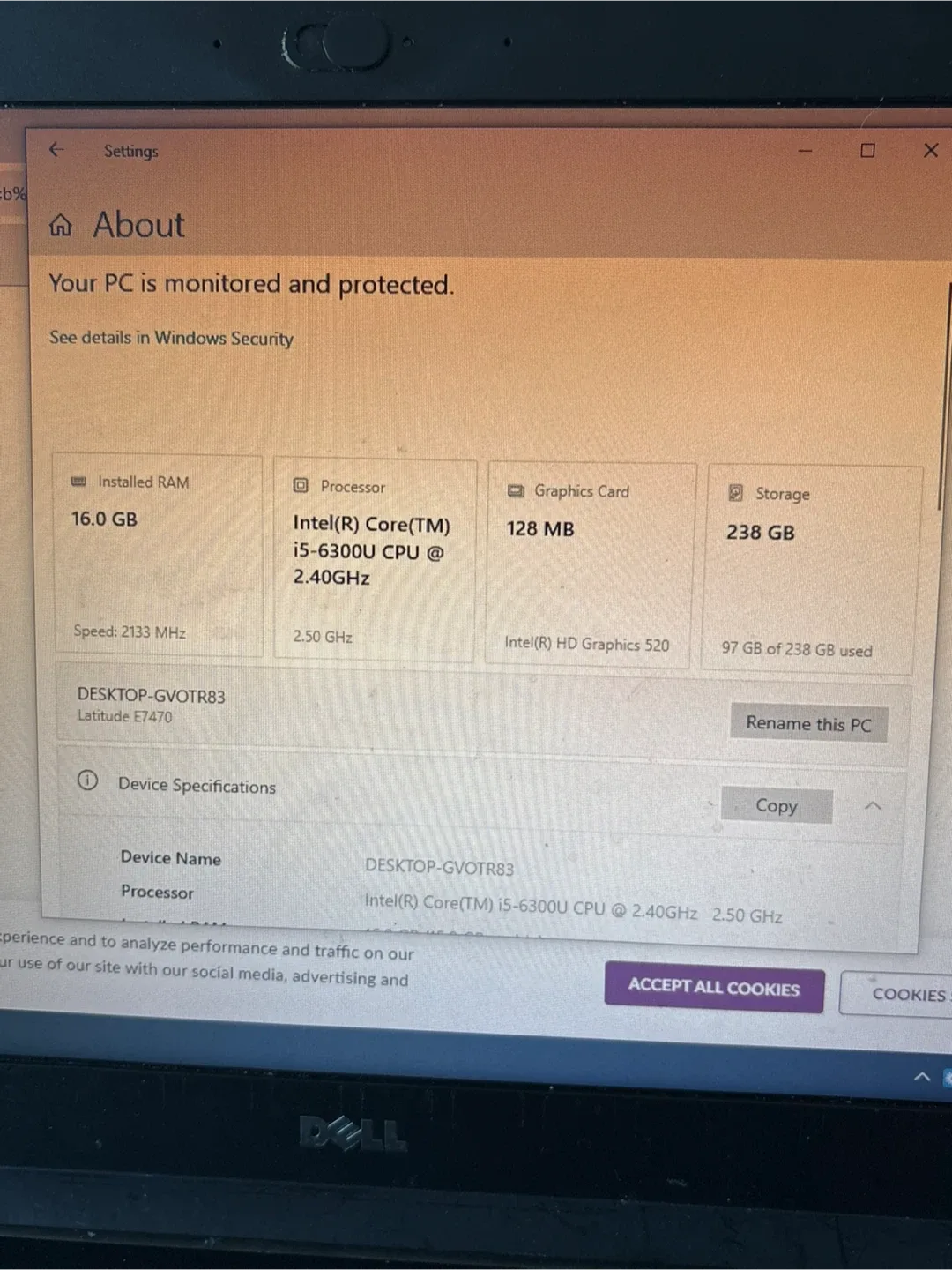 Dell Latitude E7470 Laptop image indicator(6)