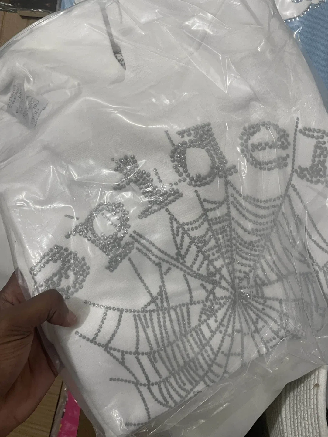 New White Spider Worldwide Rhinestone Hoodie