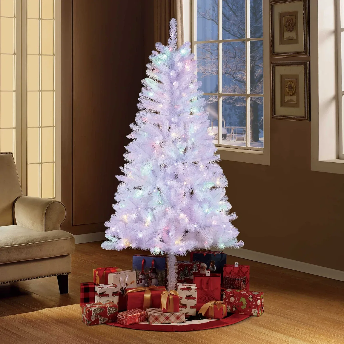 Holiday Time 6.5' Pre-Lit LED Paxton Pine Christmas Tree-White image indicator(2)