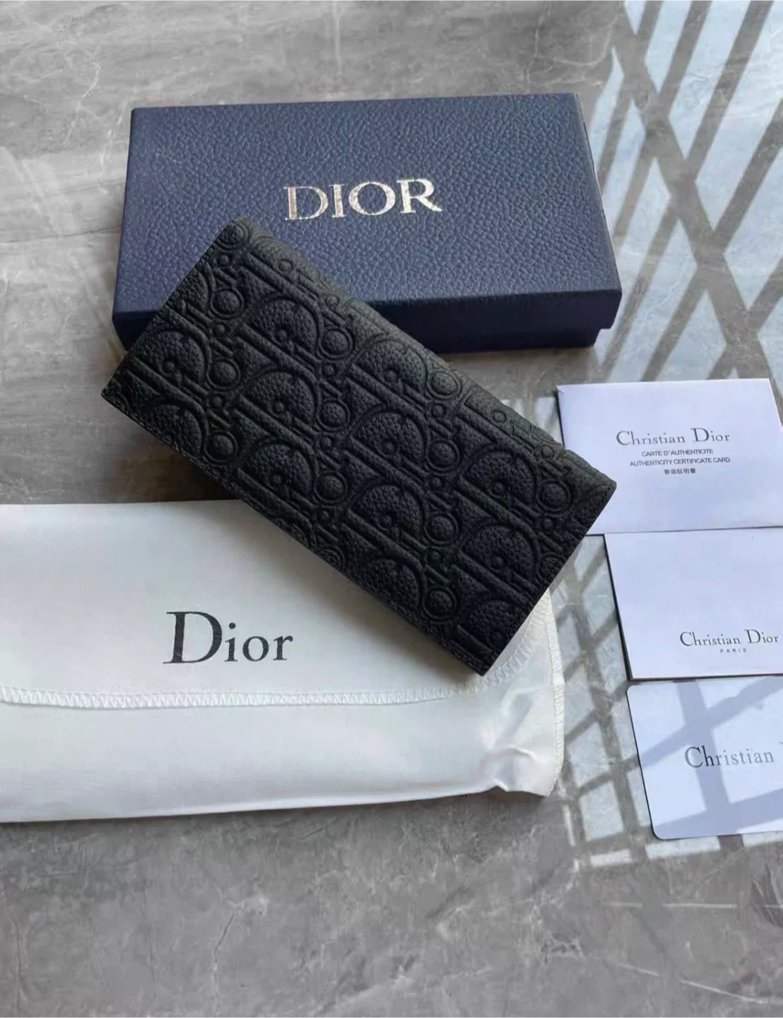Dior Black Leather Long Wallet