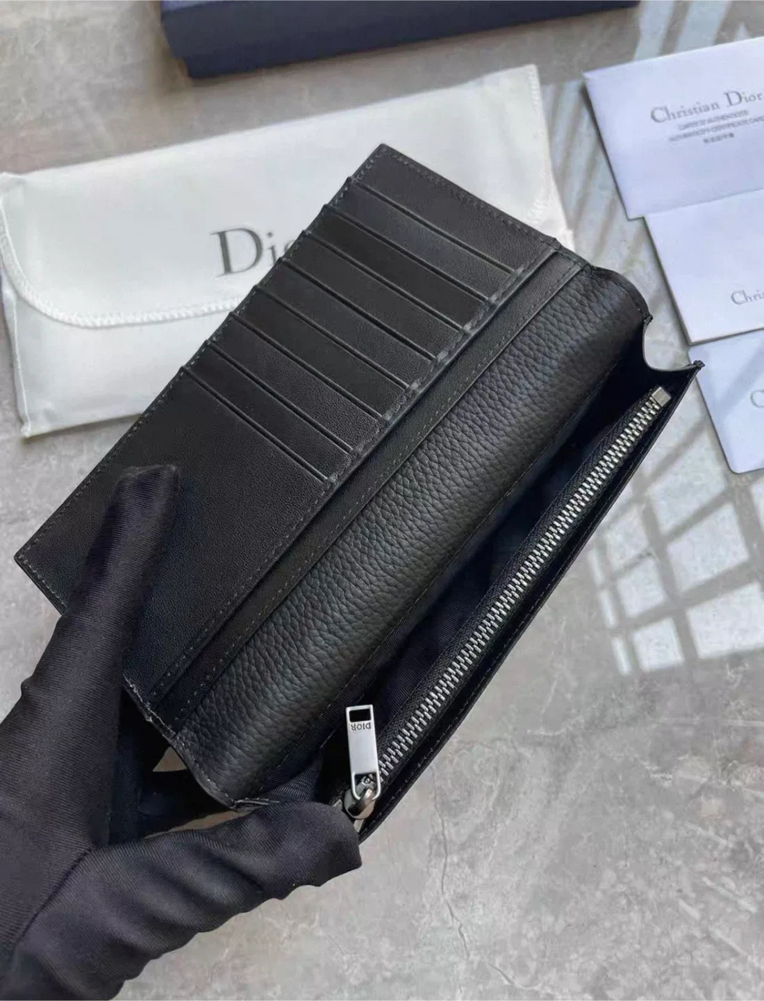 Dior Black Leather Long Wallet image indicator(3)