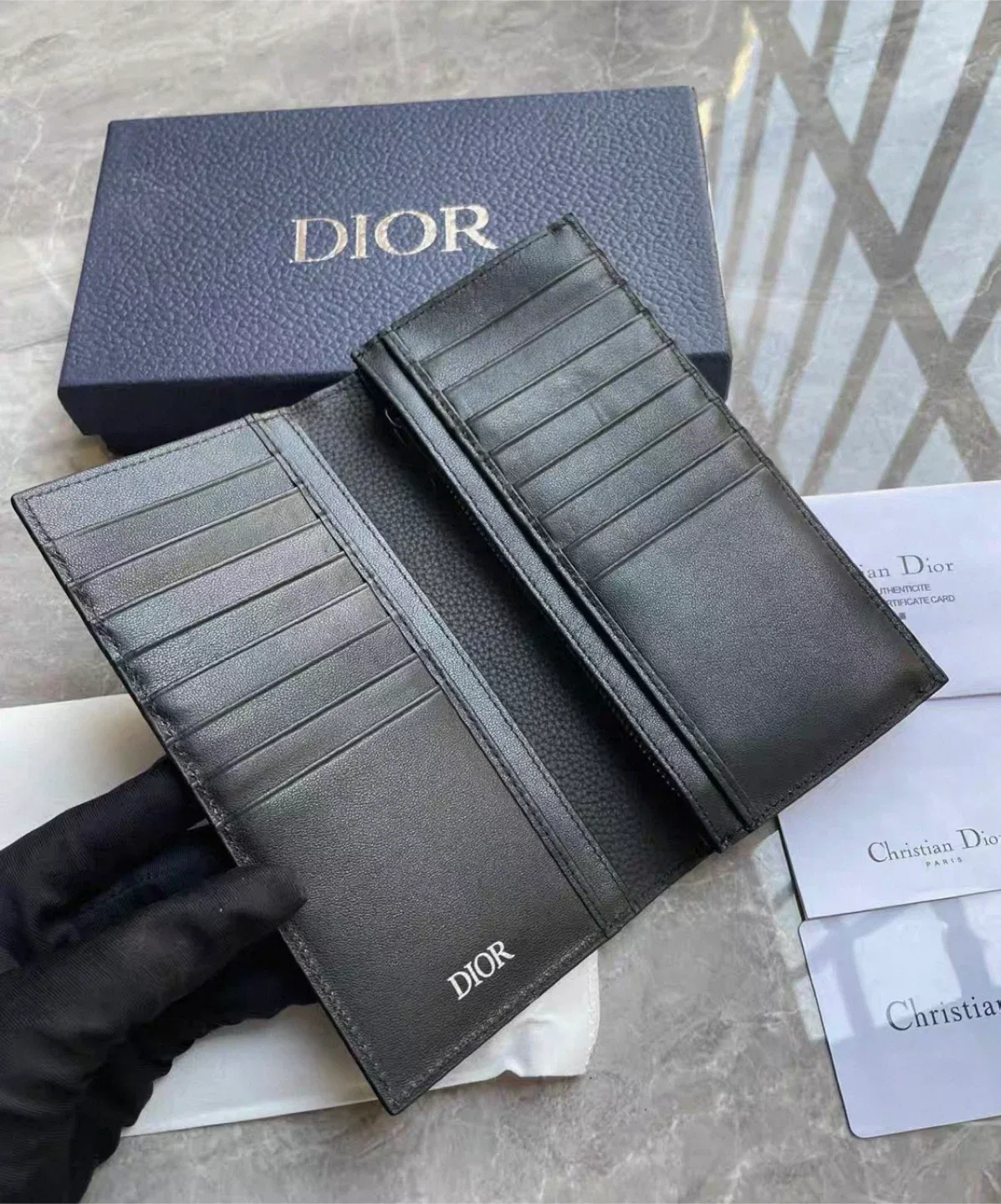 Dior Black Leather Long Wallet image indicator(2)