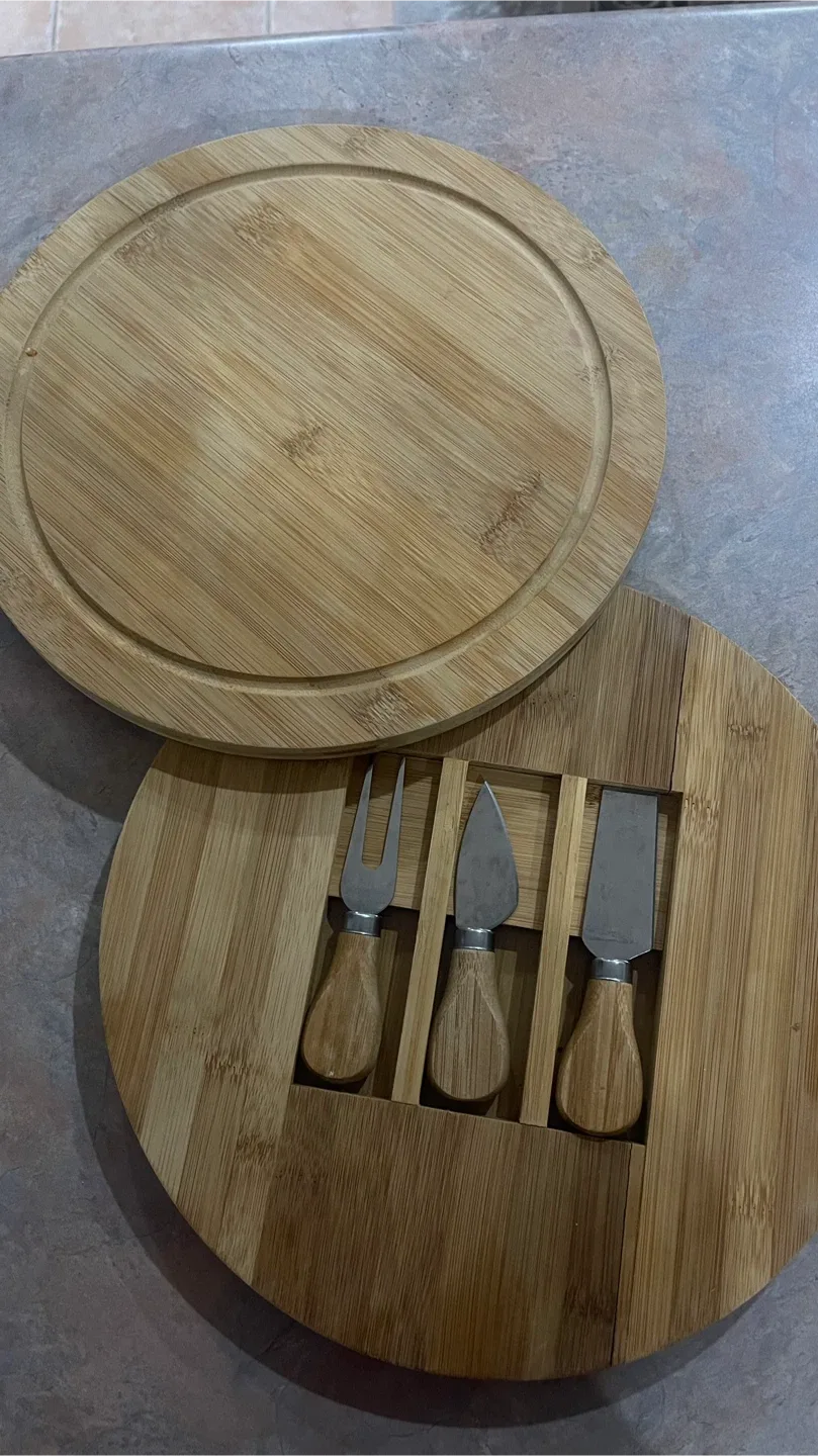 Bamboo Cheese Board with Knife Set  #Cleanout image indicator(3)