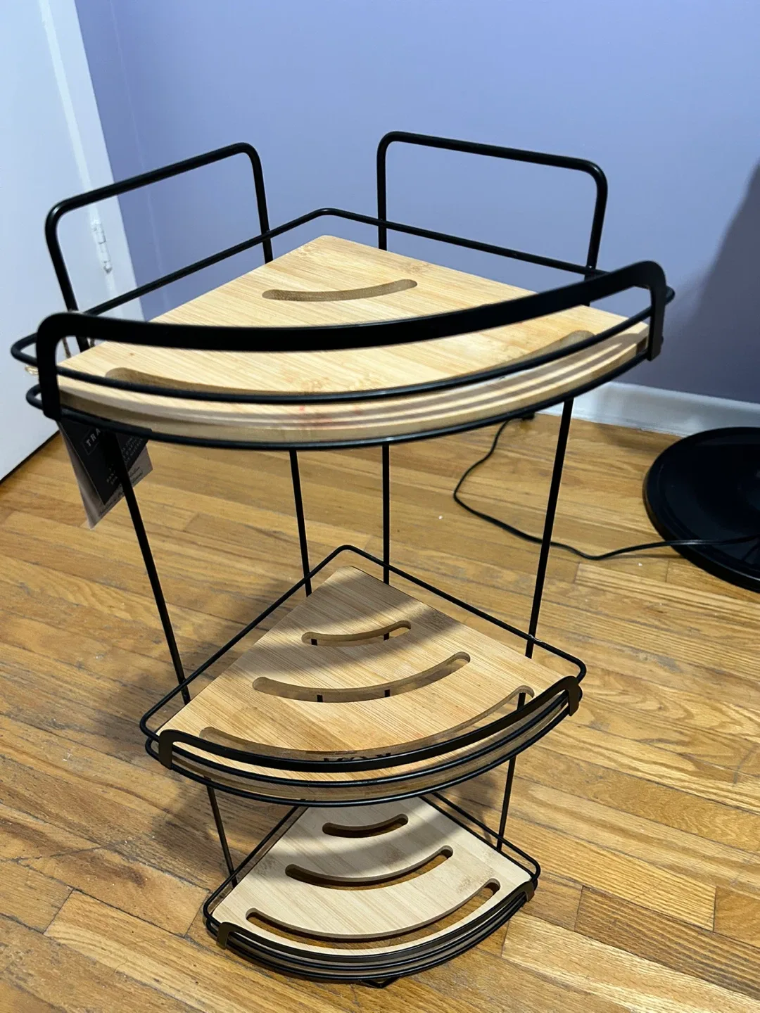 3-Tier Corner Shelf - Black Metal & Wood image indicator(3)