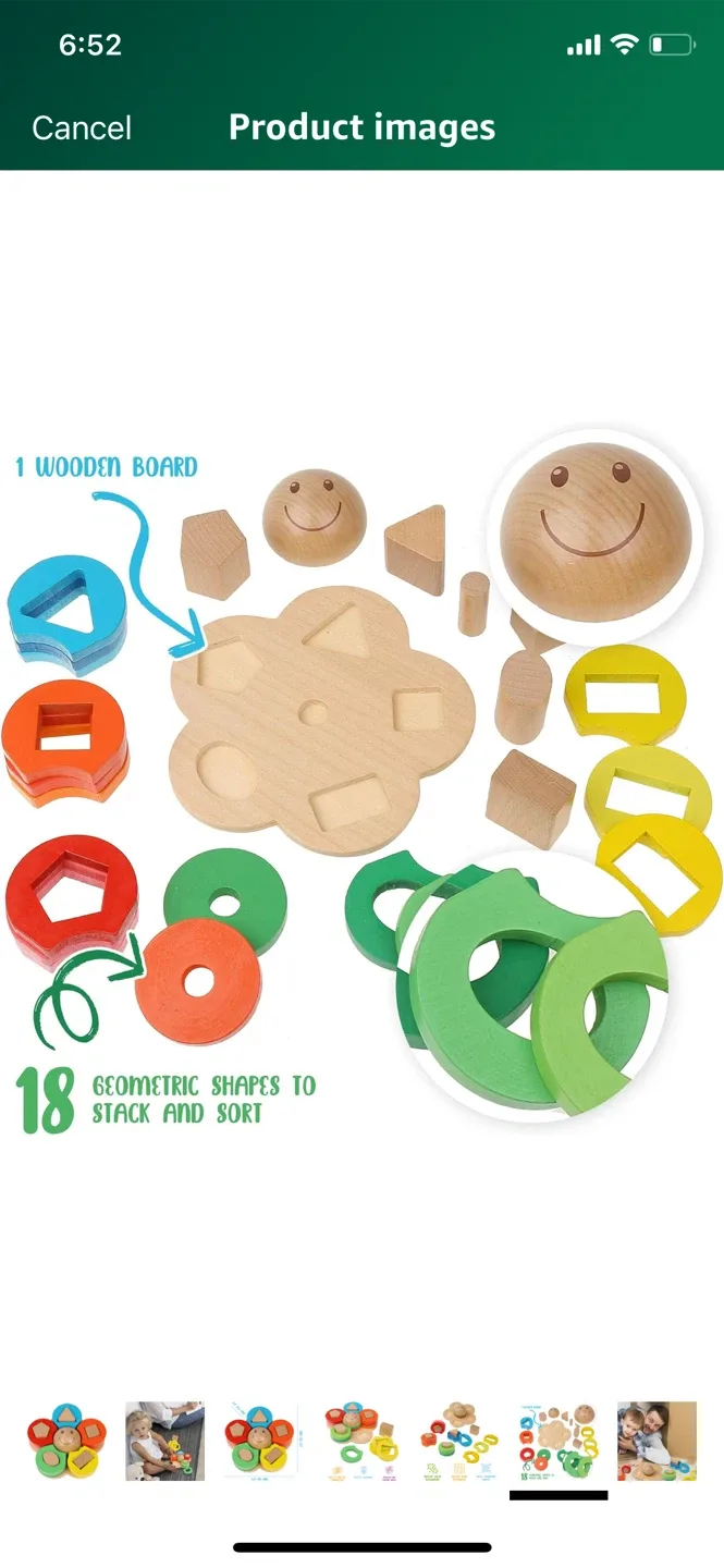 Wooden Flower Shape Sorter Stacking Toy image indicator(5)