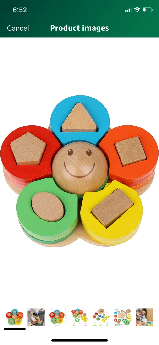 Wooden Flower Shape Sorter Stacking Toy