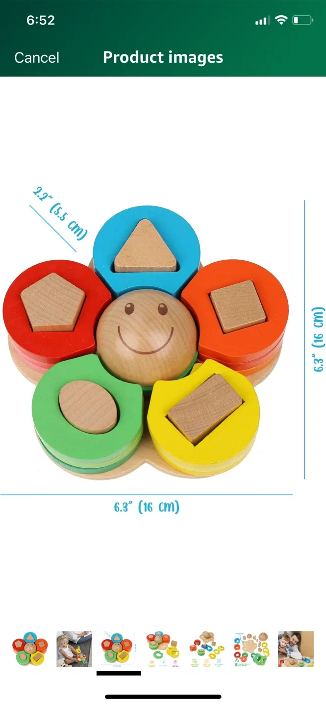Wooden Flower Shape Sorter Stacking Toy image indicator(2)