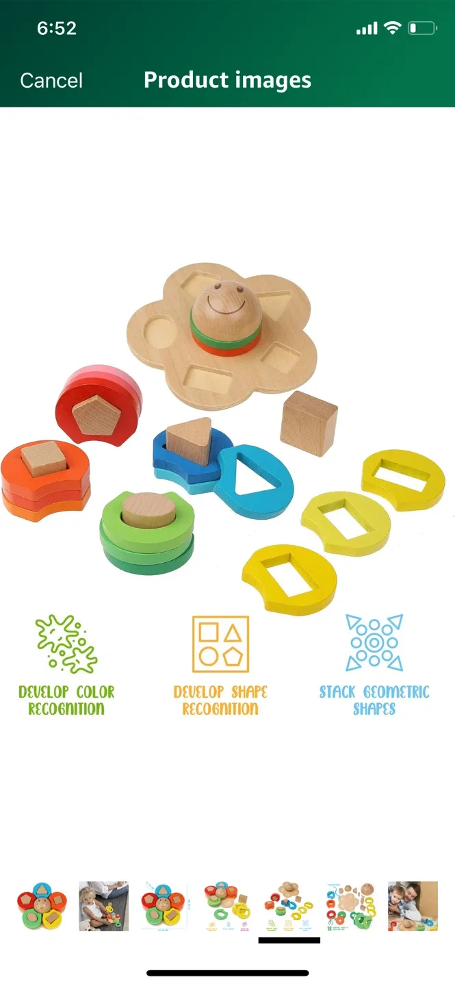 Wooden Flower Shape Sorter Stacking Toy image indicator(3)