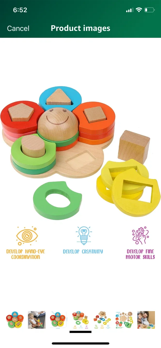 Wooden Flower Shape Sorter Stacking Toy image indicator(6)
