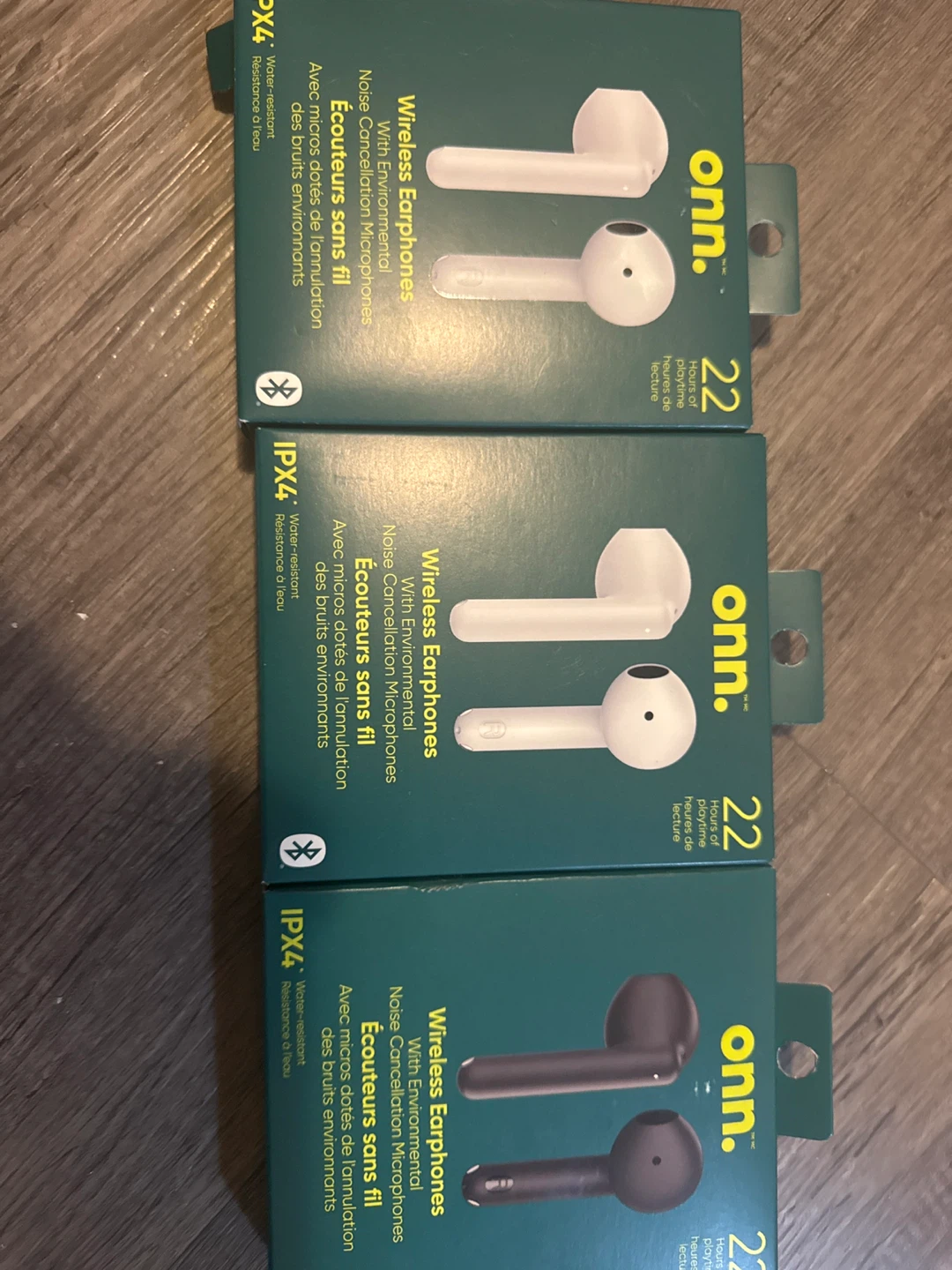 New Onn. Wireless Earphones - Black & White